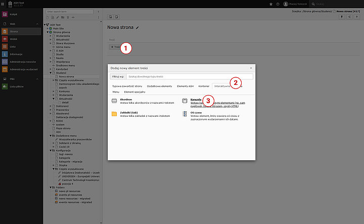 Zrzut ekranu przedstawiający kroki obsługi panelu administracyjnego.