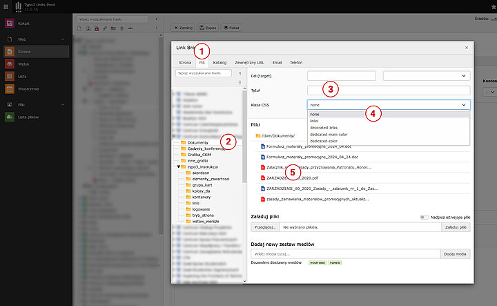 Zrzut ekranu panelu administracyjnego programu Typo3