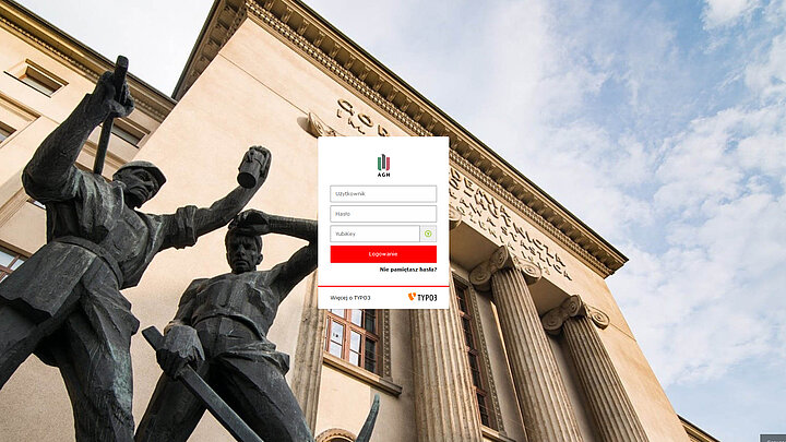 Widok okna logowania