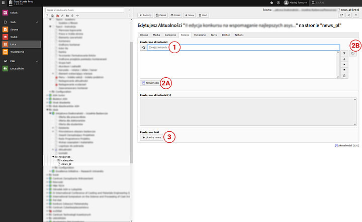 Zrzut ekranu panelu administracyjnego programu Typo3