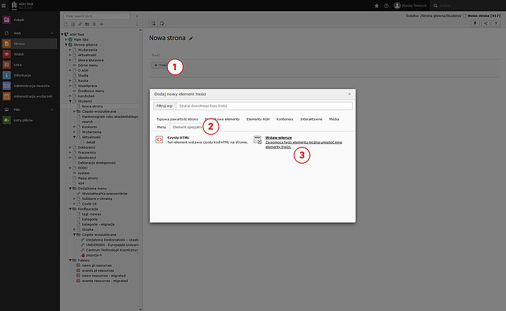 Widok panelu administracyjnego