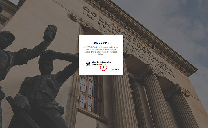 Widok panelu logowania z oknem dialogowym w centrum.