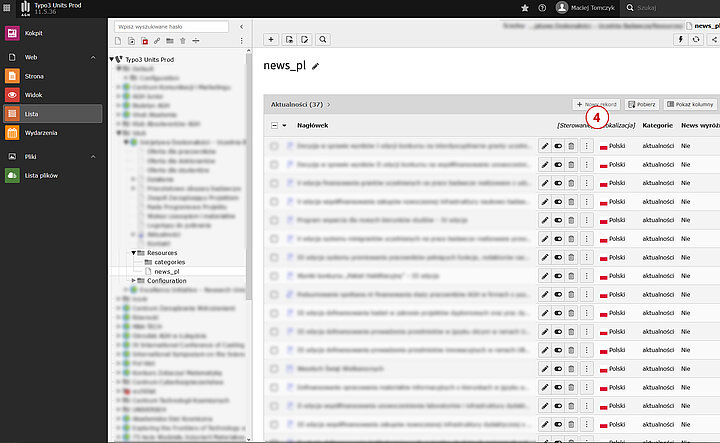 Zrzut ekranu z panelem administracyjnym programu.